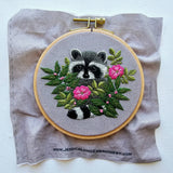 Raccoon Hand Embroidery Kit - Intermediate