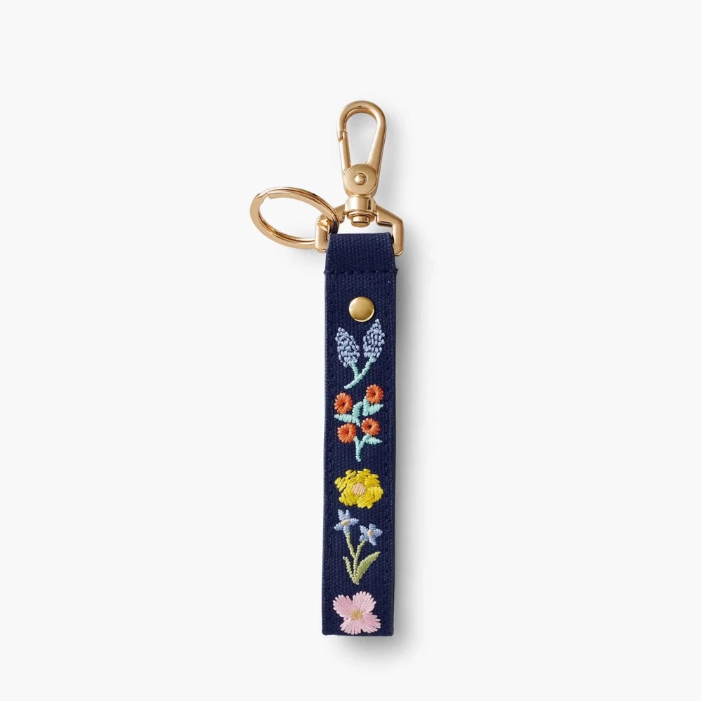Bramble Embroidered Canvas Key Ring