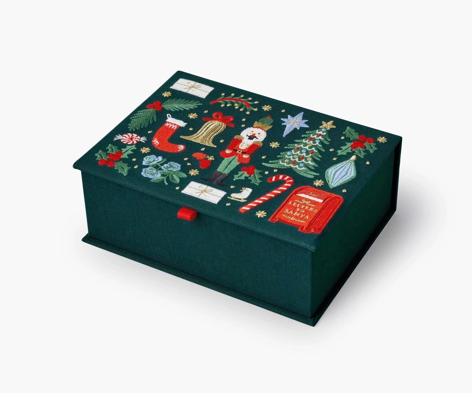 Large Embroidered Keepsake Box - Holiday
