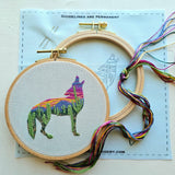 Desert Coyote Embroidery Kit - Beginner Plus