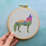 Desert Coyote Embroidery Kit - Beginner Plus