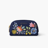 Bramble Embroidered Canvas Small Cosmetic Pouch