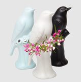 Bird Porcelain Modern Flower Vase - Baby Blue