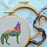 Desert Coyote Embroidery Kit - Beginner Plus