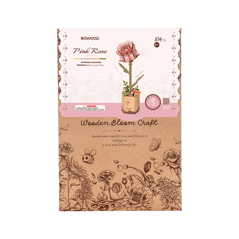 Pink Rose - Wooden Bloom Craft