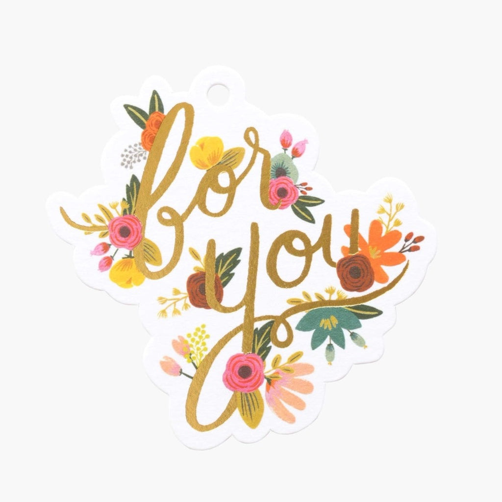 Mint Floral 'For You' Die-Cut Gift Tag