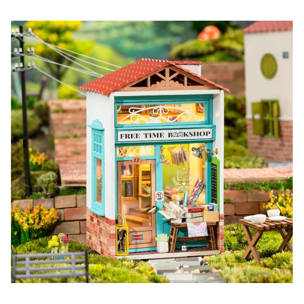 Free Time Bookshop Miniature Store Kit DIY