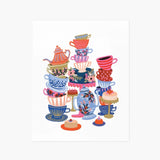 Teacups Art Print - 8 X 10"